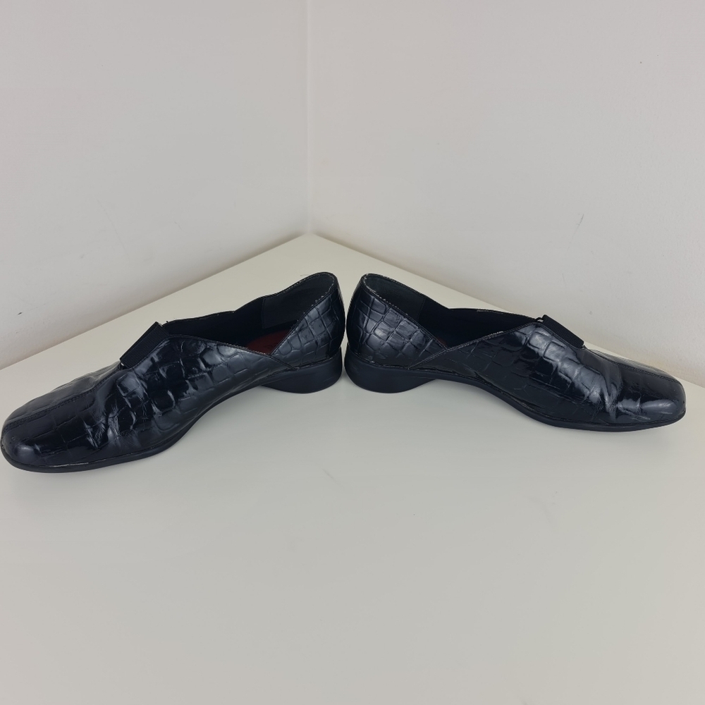 J.Renee women loafers black size 8.5M leather Croc Patent - Picture 4 of 12